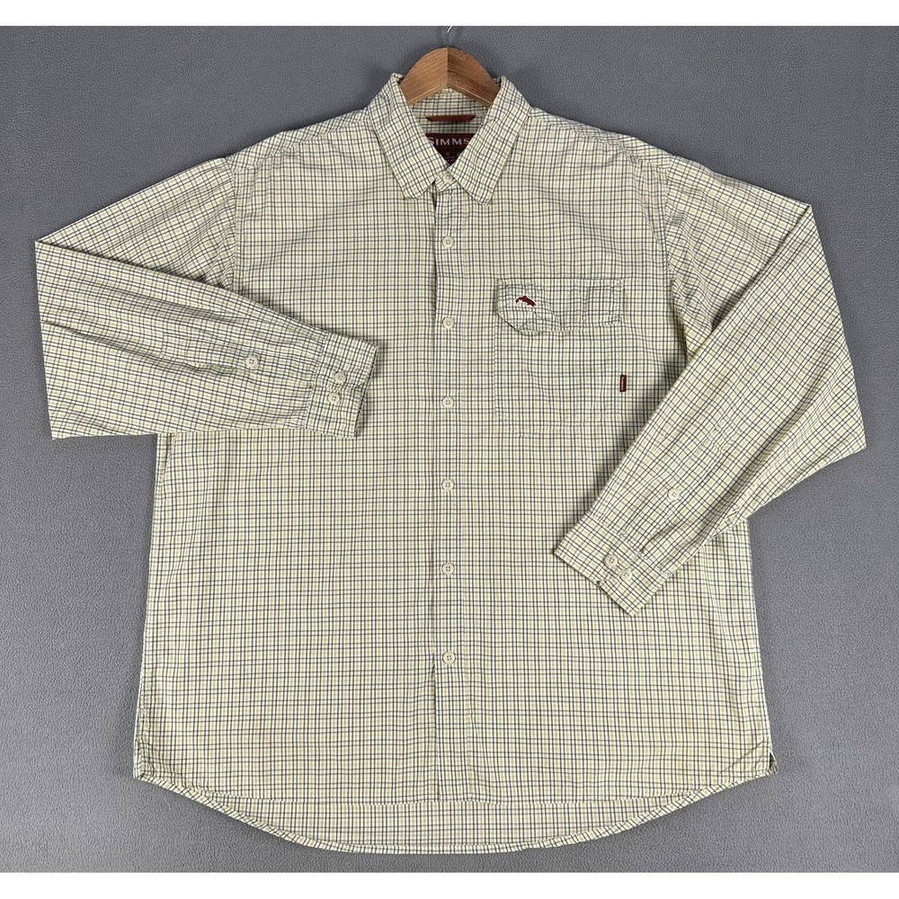 Simms Shirt Mens XL Yellow Green Vented Performance Fishing Beach Outdoor Camp - Picture 1 of 9
